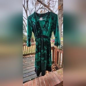 B.Smart, Green & Black Dress w/waist tie,Size 6